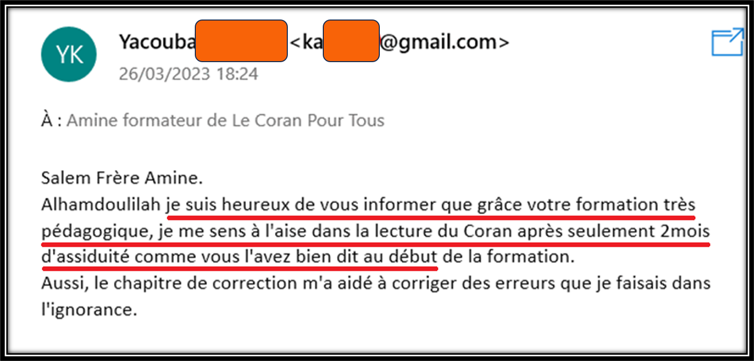 temoignage lire le Coran en 2 mois apprendre la récitation du Coran en ligne avec Tajwid
